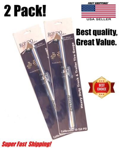 2 pack! Tire Gauge 150 PSI -All metal! Truck, trailer & cars - TG-A10(2)