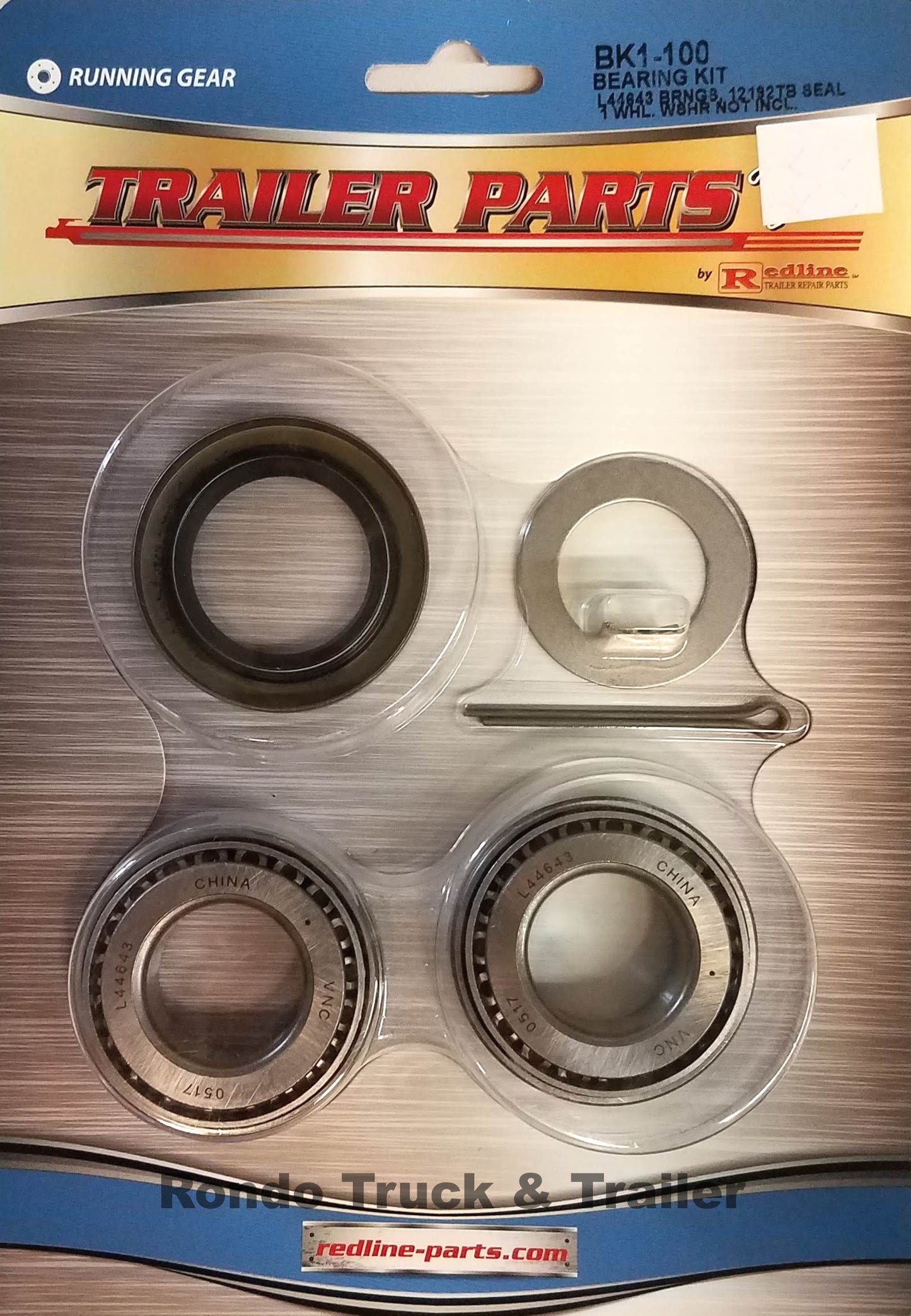 2,000 #, 2K, Axle Bearing Kit w/L44643 Bearings - BK1-100