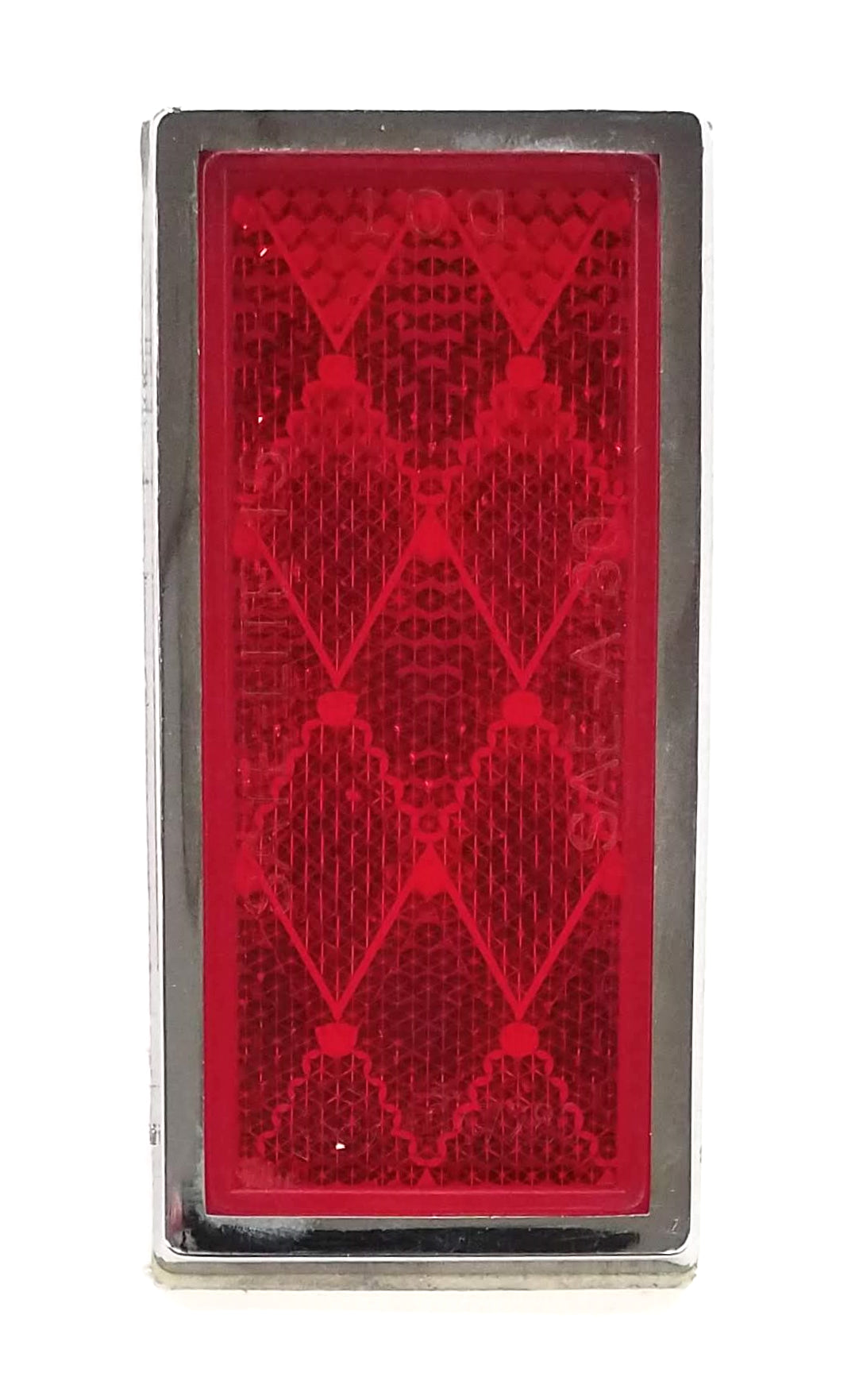 Rectangle Reflector with Chrome Plated Bevel, 1 1/8" x 2 7/8" Self-Adhesive, Red B484R
