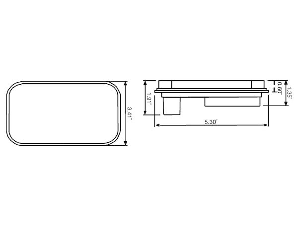 5.33" Red Rectangular light, 15 Leds - 5625115