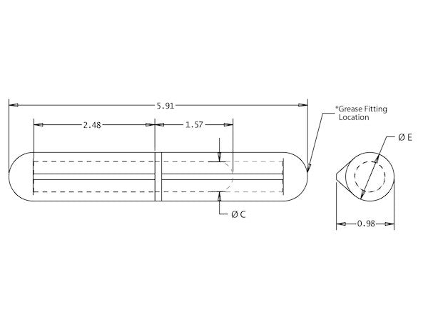 Weld-On Bullet Hinge .98 x 5.91" FSP150