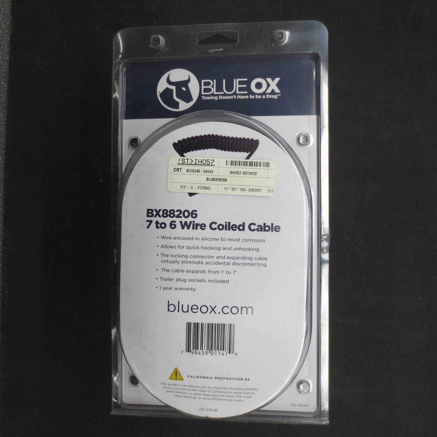 7 to 6 Way Coiled Electrical Cable Extension