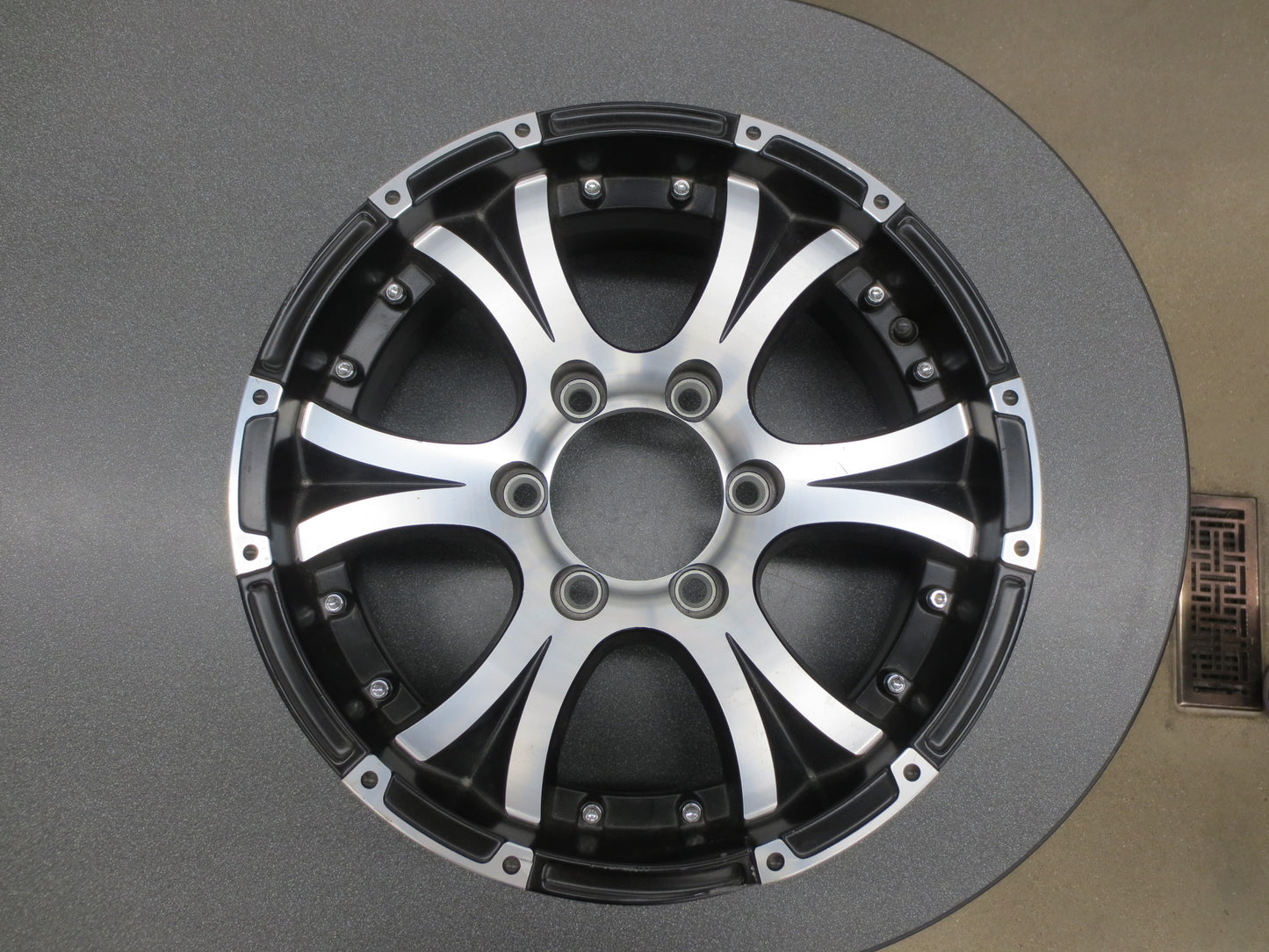 Taskmaster Viking Aluminum Spoke 16" Black Silver Trailer 6 Lug Rim Dmg Lot 63B