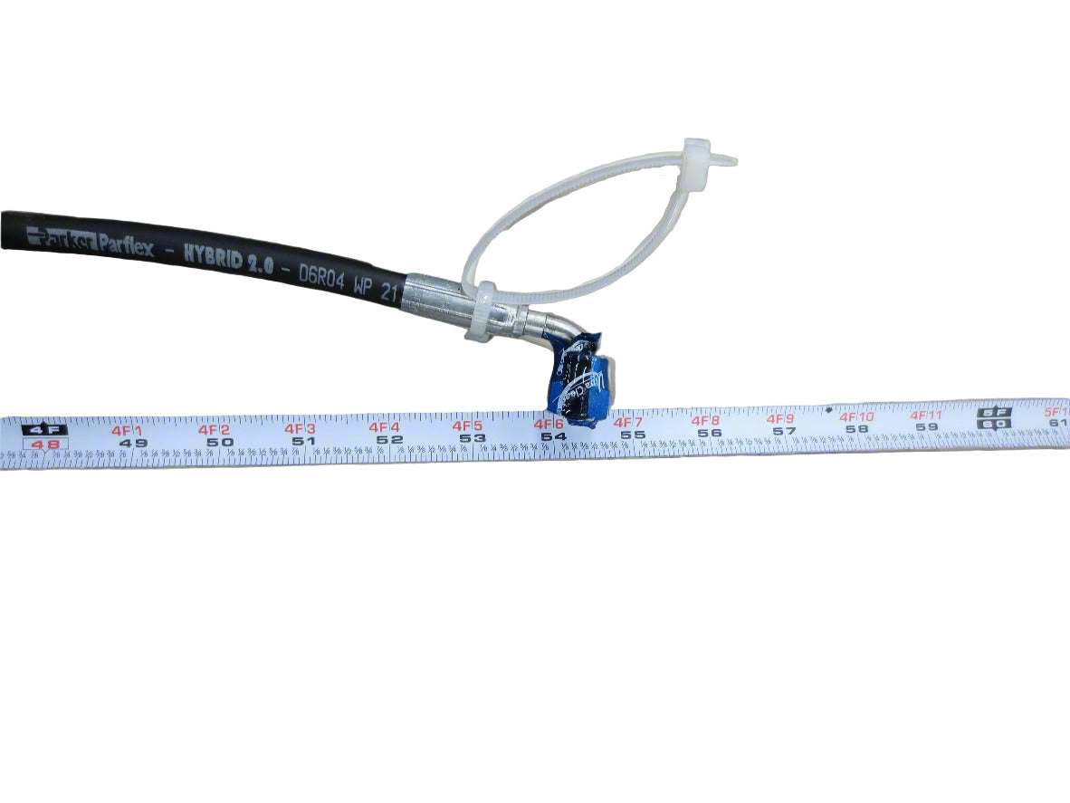 1/4" X 54" Hydraulic Hose with 90 degree fitting, Hiniker, 957-021-001