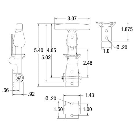 Rubber Hood Catch with "A" Bracket - WJ201A