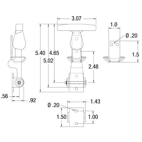 Rubber Hood Latch with "U" Bracket - WJ201U