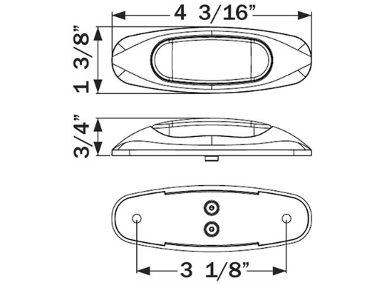 Amber Clearance / Marker Trailer Light, Oblong MCL-17AB