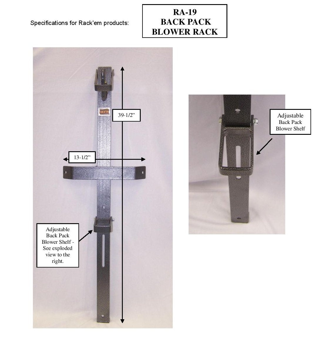 Rack'em Backpack Blower Rack - RA-19