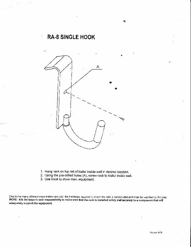 Rack'em Single Hook Multi-Tool Rack - RA-8