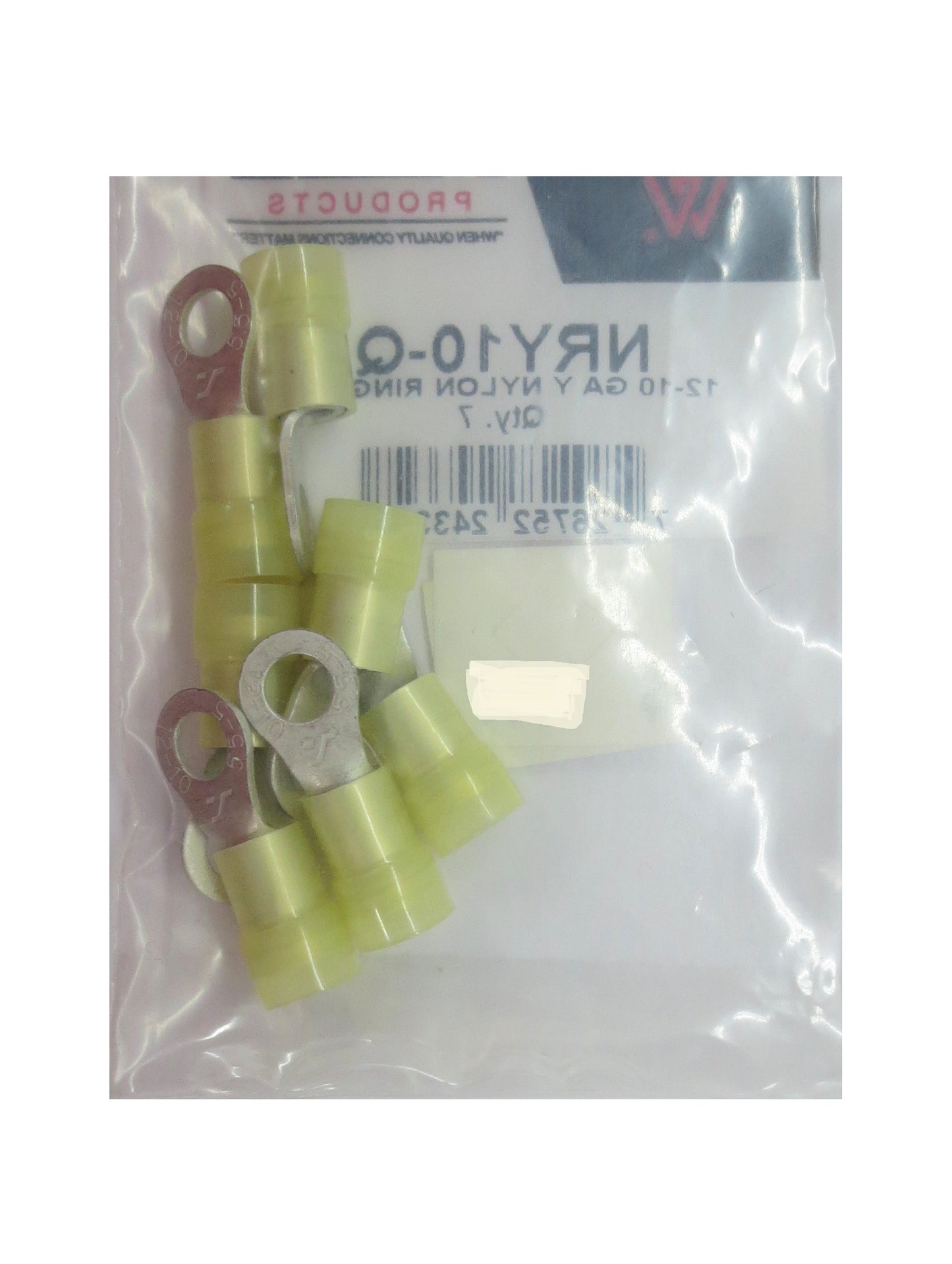 12-10 GA Yellow Nylon Ring Terminal, #10, NRY10-Q