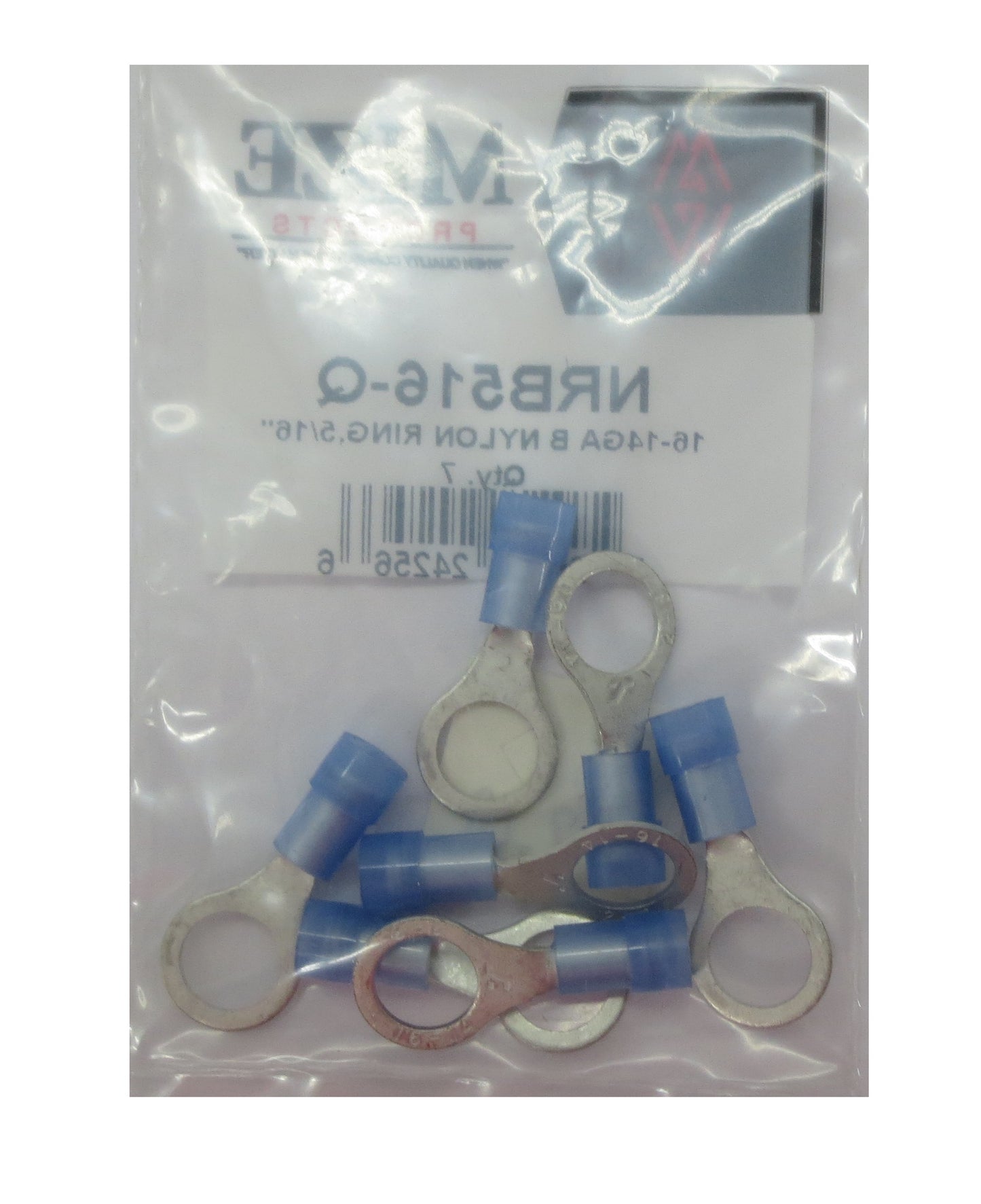 16-14 GA Blue Nylon Rings Terminal, 5/16", NRB516-Q