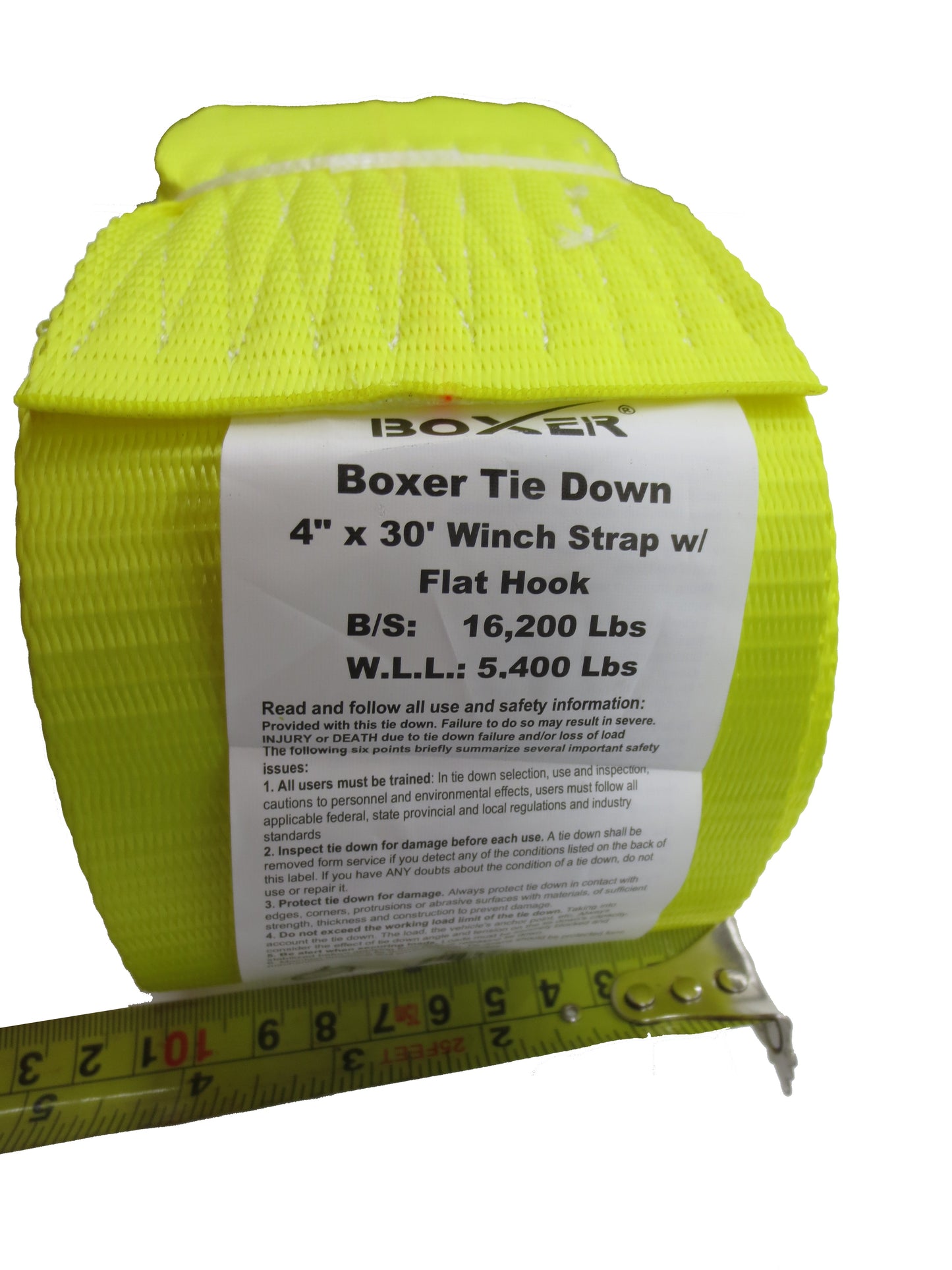 Winch Strap, 4" x 30', Flat Hooks 66180