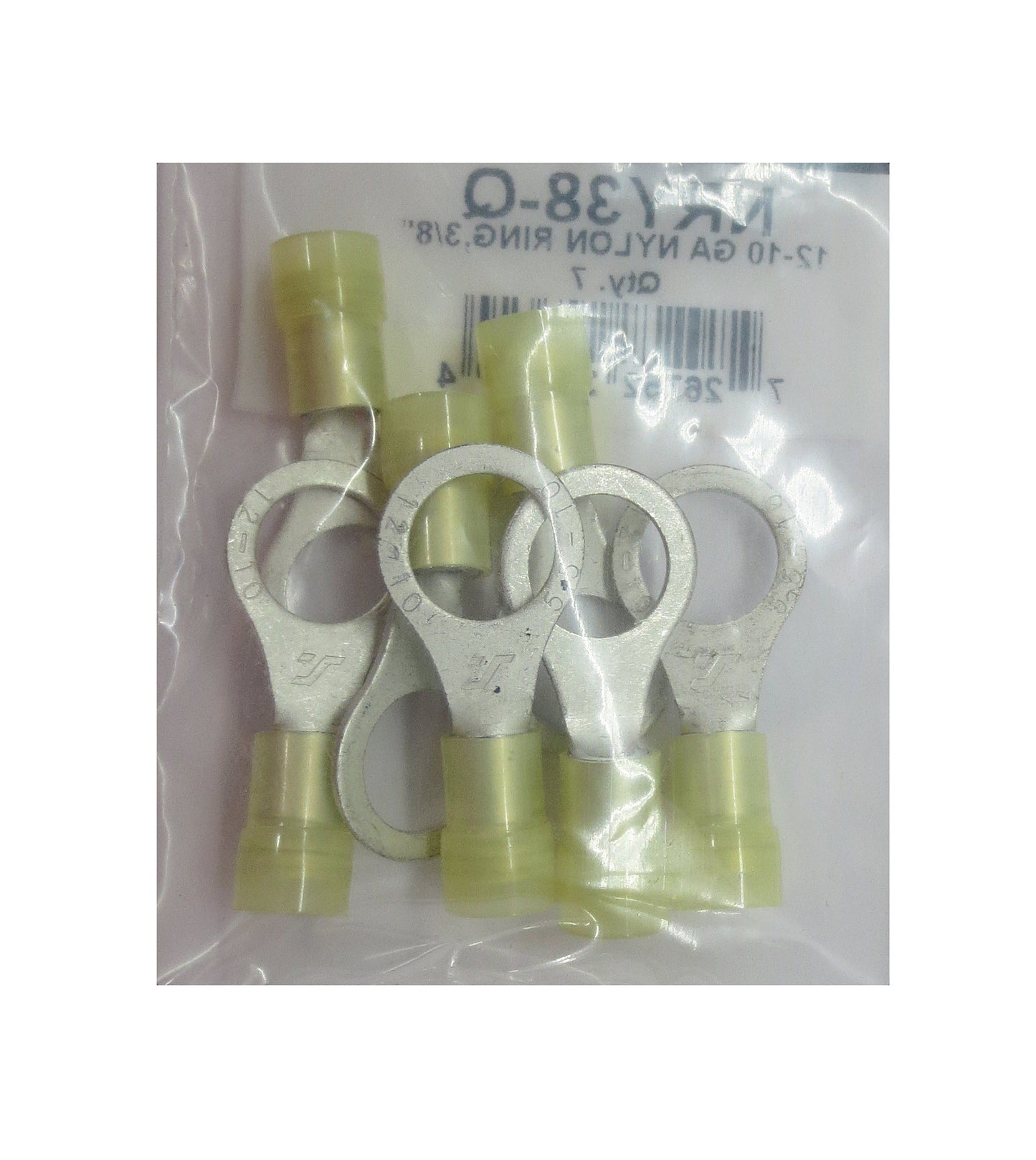 12-10 GA Yellow Nylon Ring Terminal, 3/8", NRY38-Q