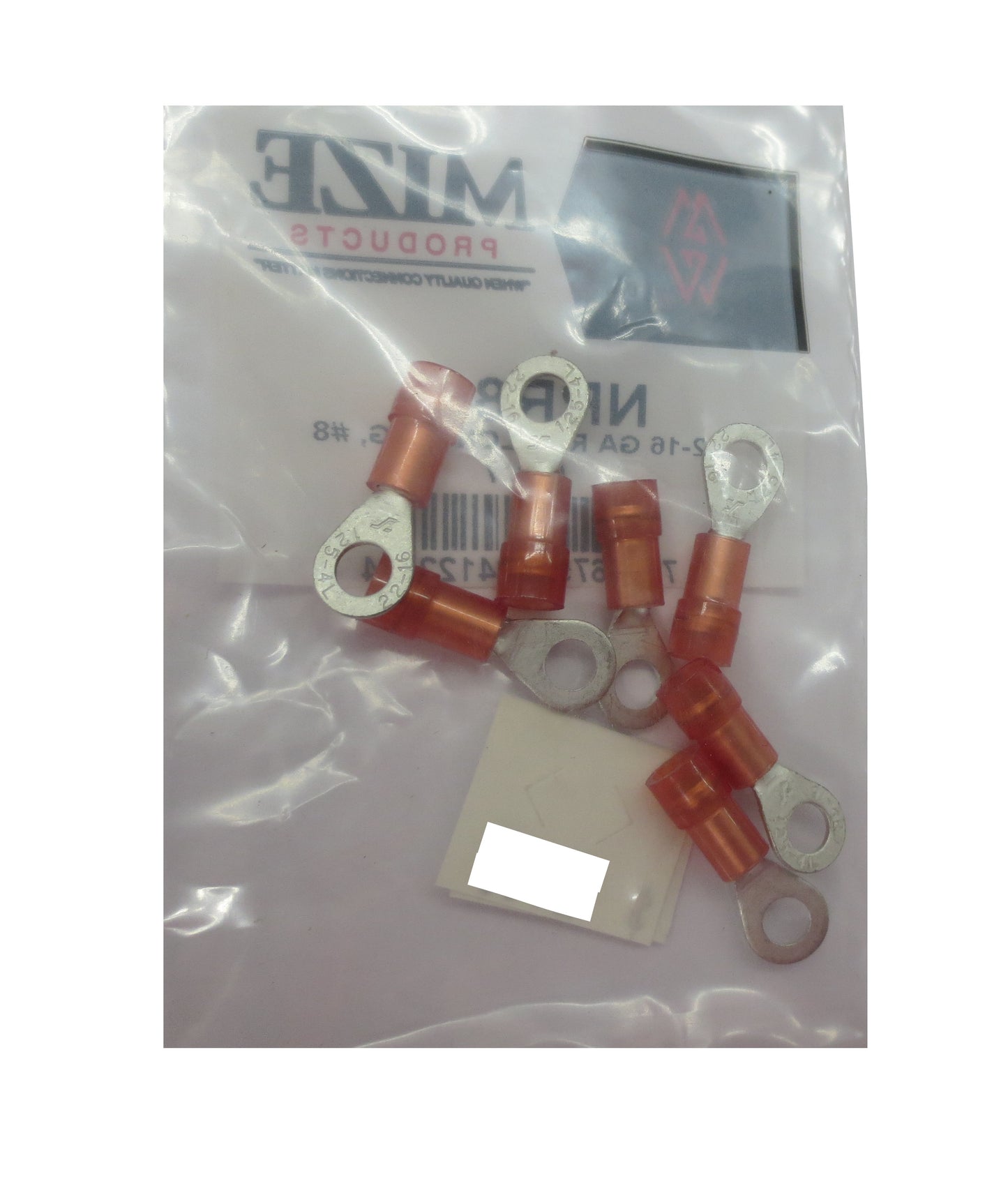 22-16 GA Red Nylon Ring Terminal, #8, NRR8-Q