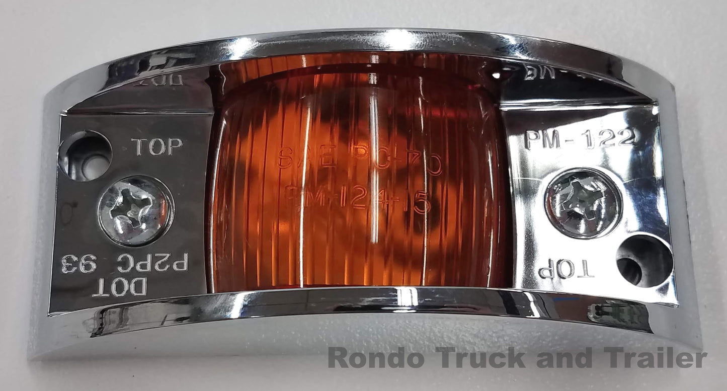 Armored Trailer Light W/ Chrome Molding - Incandescent - Amber or Red Lens 122XA/122XR