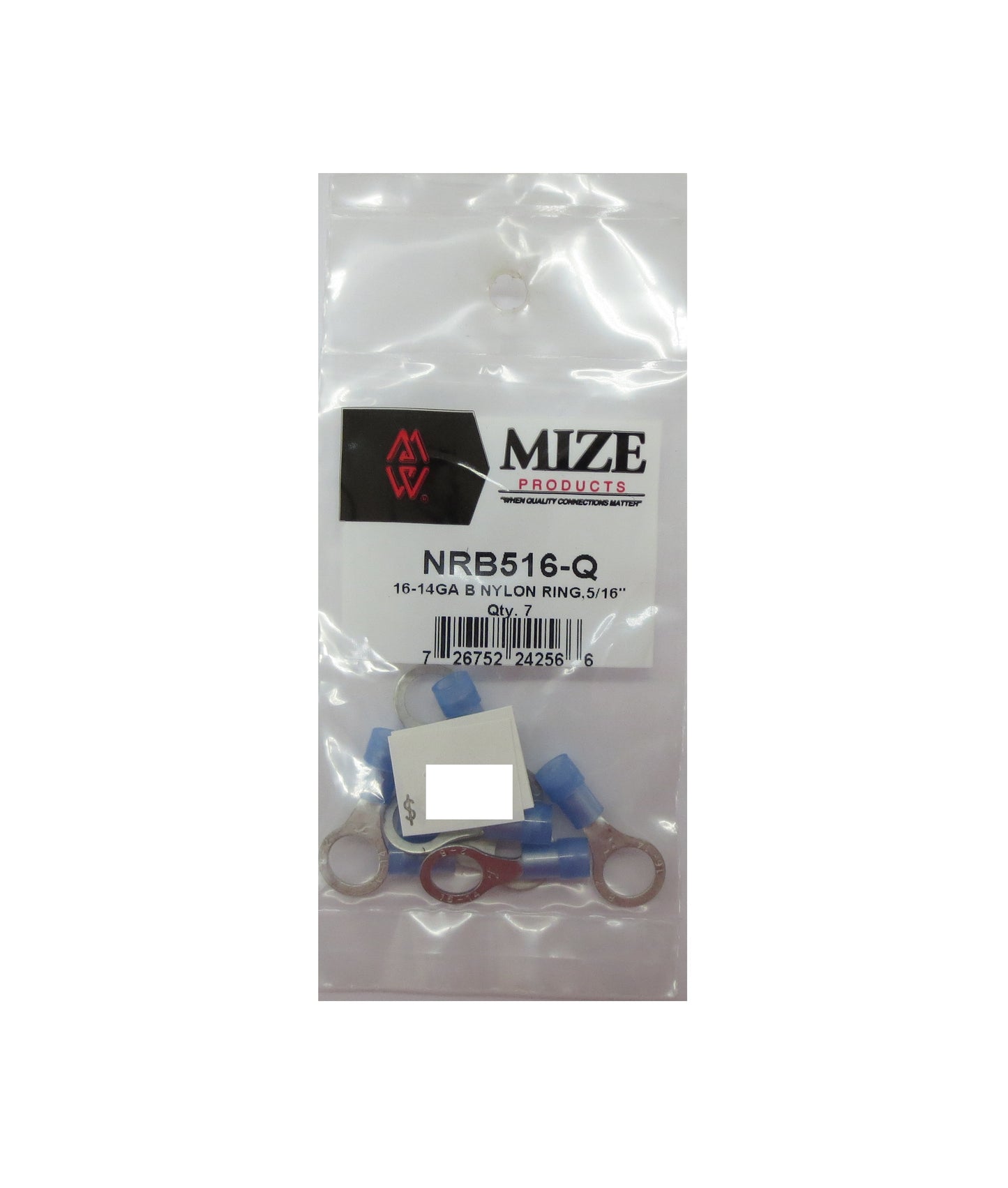 16-14 GA Blue Nylon Rings Terminal, 5/16", NRB516-Q