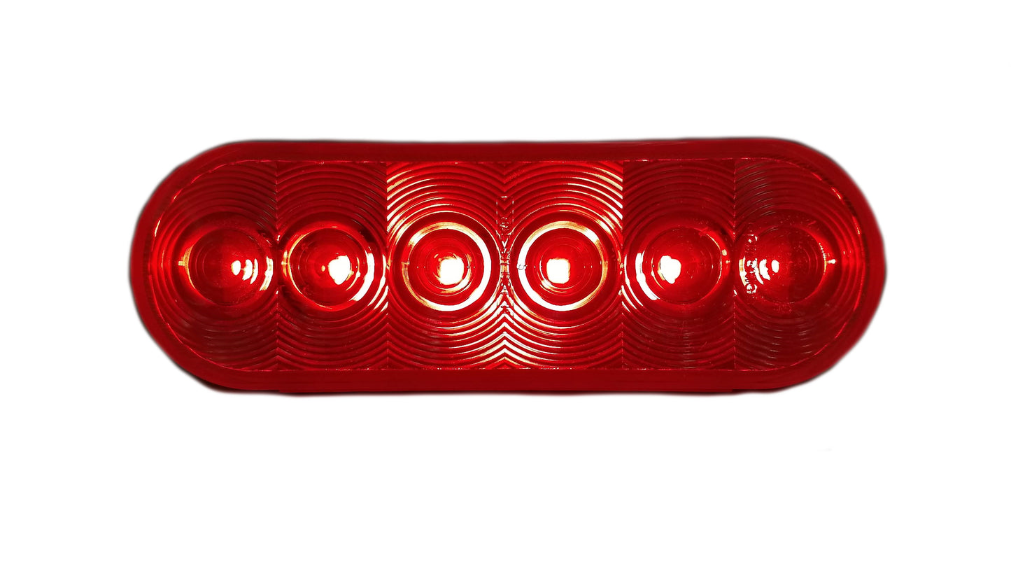 Red LED 6" Oval Sealed Clear Lens, STL12RCB