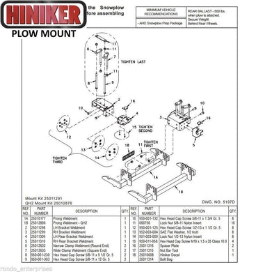 Hiniker Snowplow Mount - QH1, 2003-2009 Dodge RAM 4x4 2500-3500, 25011291