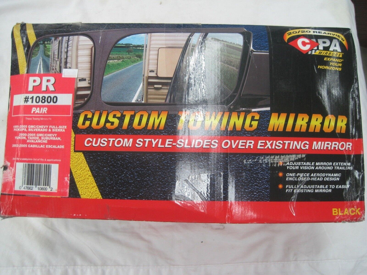 CIPA Custom Towing Mirror Pair Black Slide-On - GM Truck SUV 1999-2005 - 10800