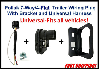 7-way RV Round 4-flat Trailer Wiring Plug, Bracket & Harness - F7M4, BKM4, OE12, 31980 (6)