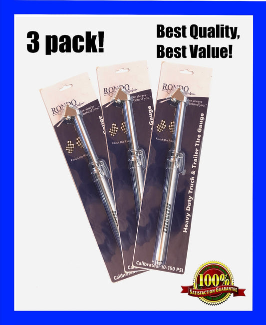 3 pack! Tire Gauge 150 PSI -All metal! Truck, trailer & cars - TG-A10(3)