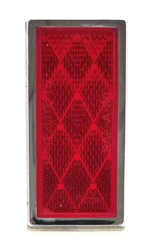 Rectangle Reflector with Chrome Plated Bevel, 1 1/8" x 2 7/8" Self-Adhesive, Red B484R