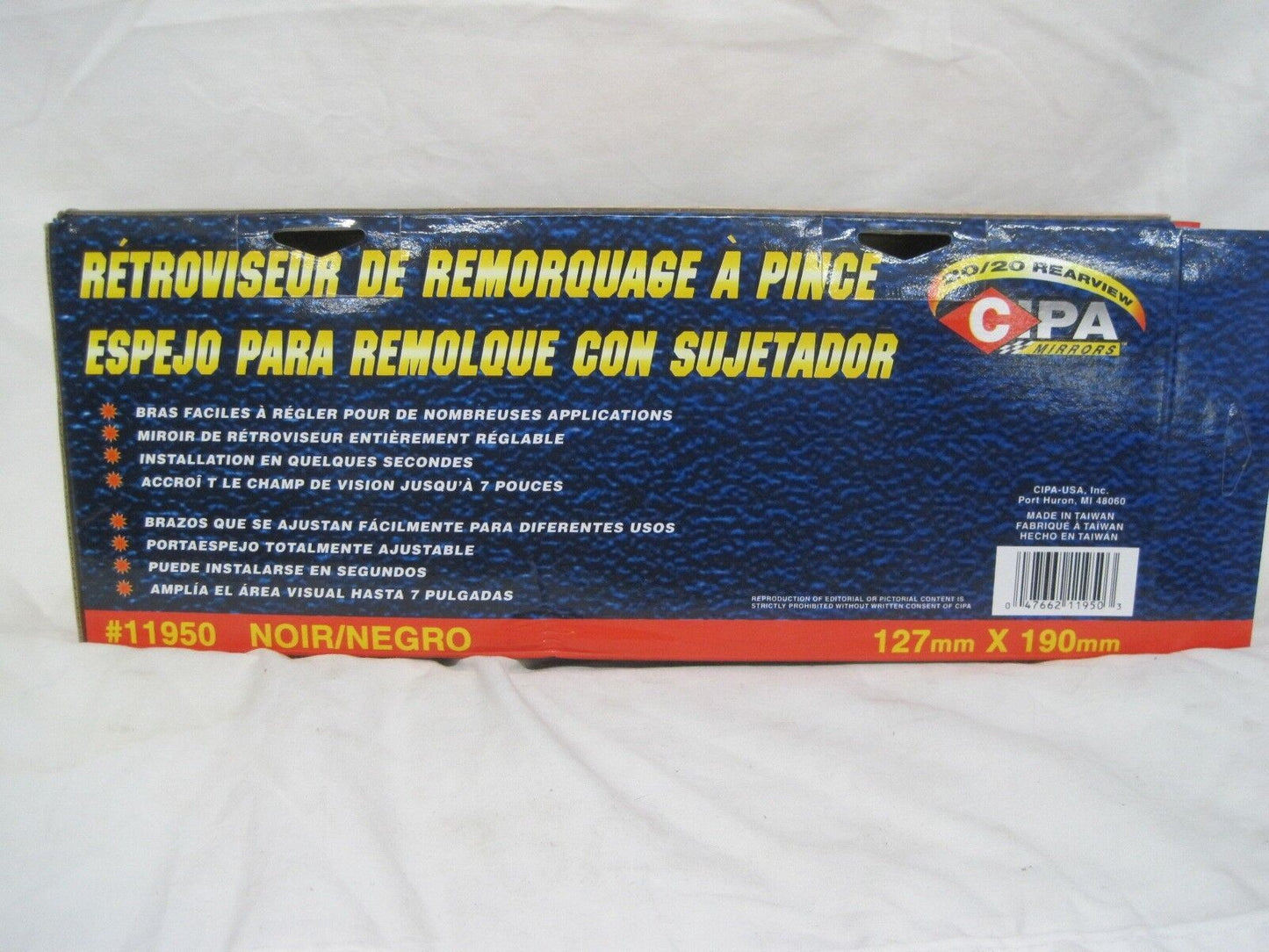 Clip on tow Mirror, Black Universal Towing, fits 5" to 7.5" mirrors 11950