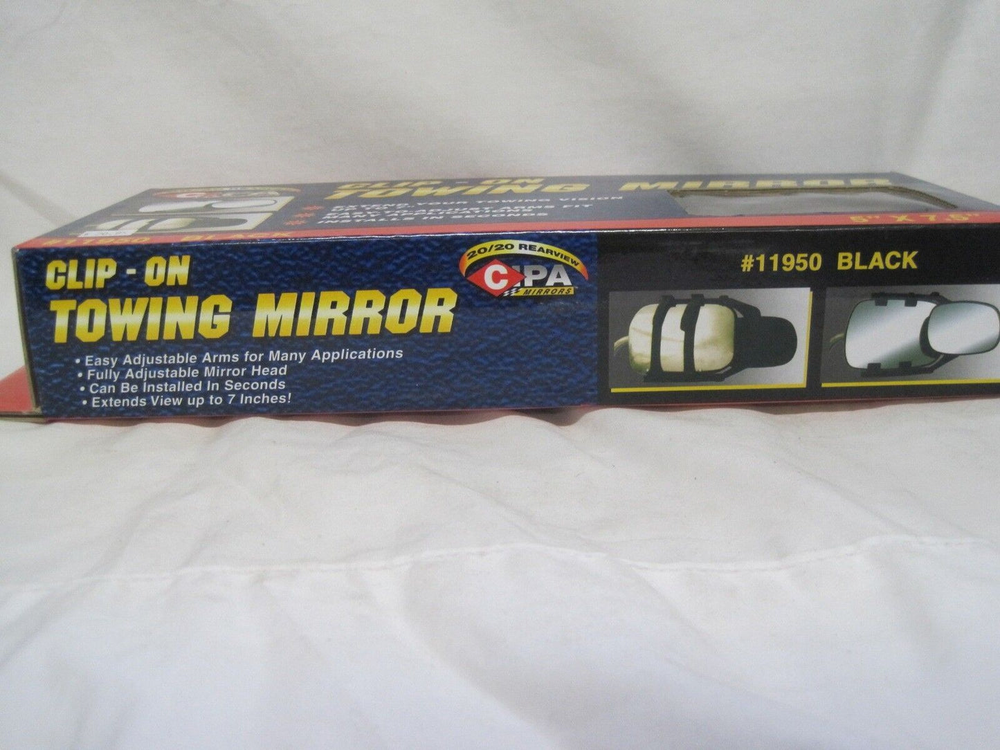Tow Mirror, Adjustable black Clip-on Towing mirror 7"-10" mirror heads 11952