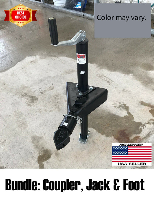 Ram 2 5/16" Trailer Coupler, Jack and Foot, 12,500#, Bulldog style - CA5290B, TJA2000B, 28270