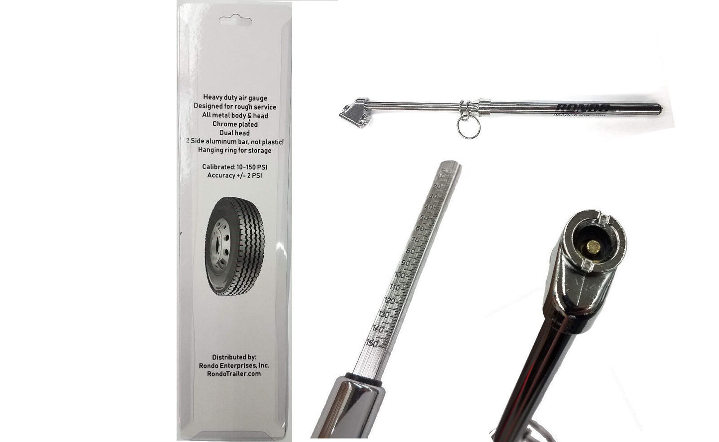 3 pack! Tire Gauge 150 PSI -All metal! Truck, trailer & cars - TG-A10(3)