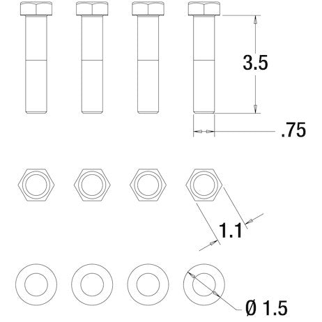Pintle Mounting Bolts 3/4" Kit, 8530