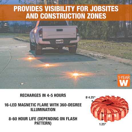 4" LED Road Flare, Rechargeable - 8891016