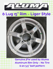 Load image into Gallery viewer, New 15&quot; Aluminum JFW Liger Wheel 15X6&quot; 6 on 5.5&quot; Commonly used on ALUMA trailers