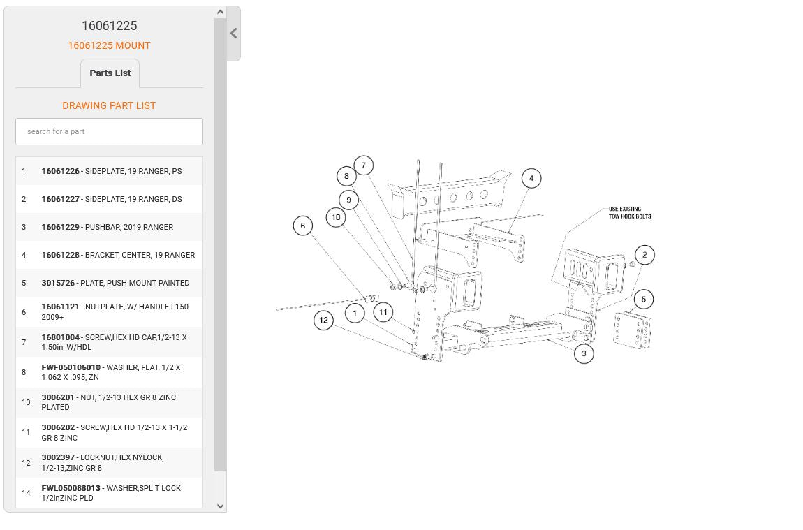 SnowDogg® MD Series Mount for 2019+ Ford® Ranger, 16061225