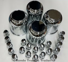 Load image into Gallery viewer, New (4) 3.19&quot; Pilot Trailer Chrome Center Caps &amp; (20) 1/2&quot;-20 Thread Lug Nuts - 319EZ(4), 12CLN(20)