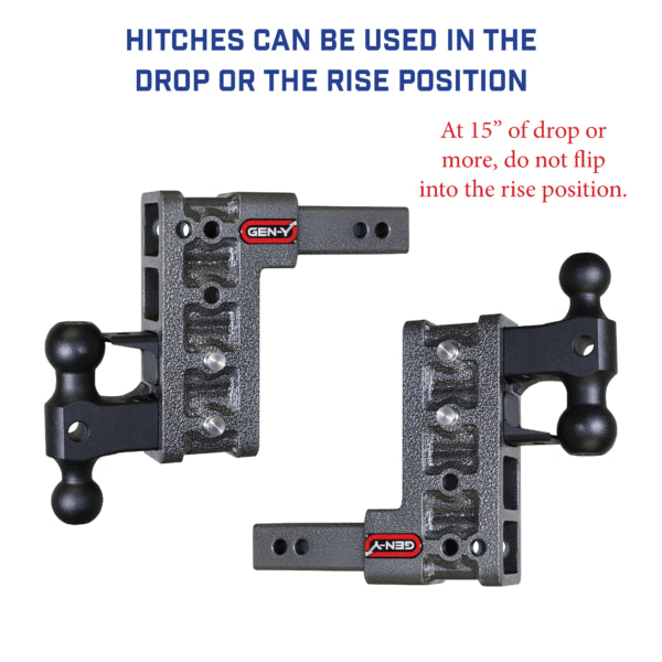 Gen-Y Hitch, 500 Series, 10" Drop/Raise, 5-Position, 2" Shank, 16k GH-525