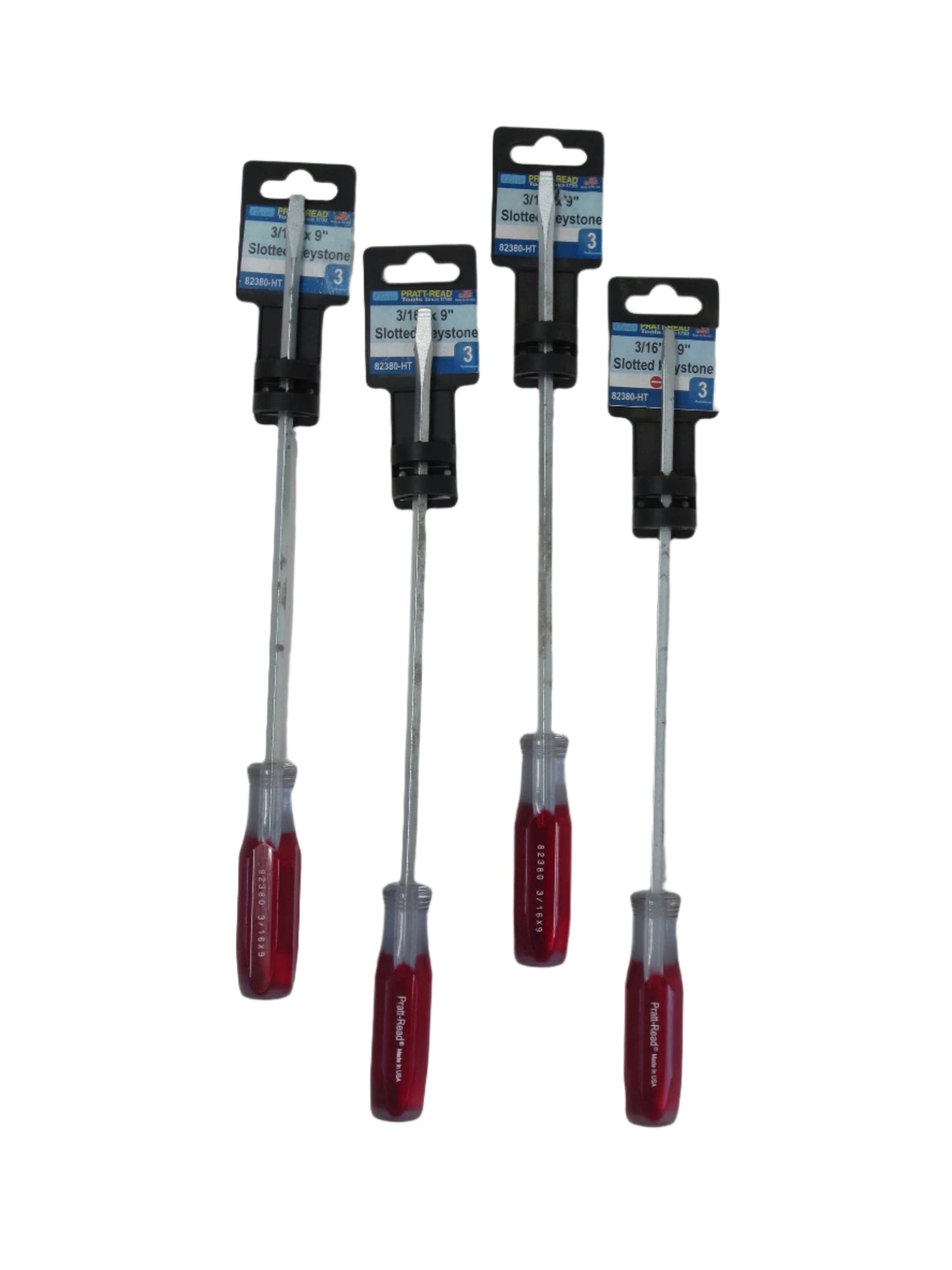 3/16" x 9"  Pratt-Read Flat Screwdriver - 4 Pack - 82380