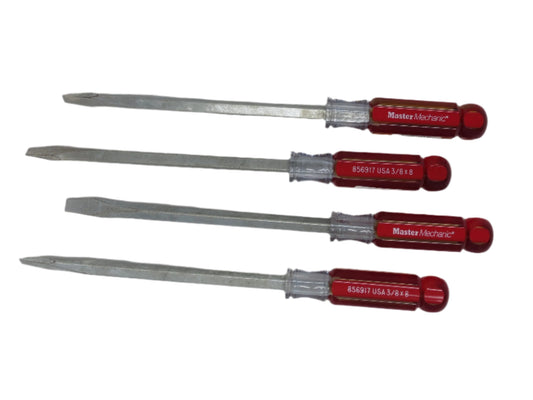 3/8" x 8"  Master Mechanic Flat Screwdriver - 4 Pack - 856917