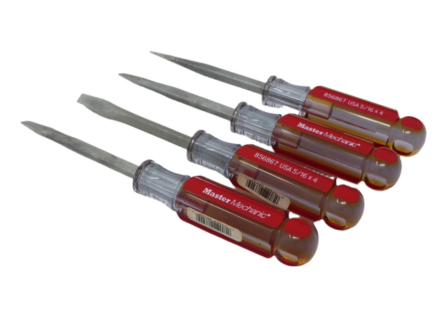 5/16 Inch x 4 Inch Master Mechanic Flat Screwdriver  - 4 Pack - 856867