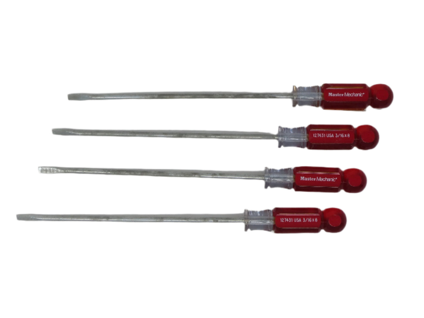 3/16" x 8" Master Mechanic Flat Screwdriver - 4 Pack - 127431