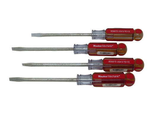 5/16" x 6"  Master Mechanic Flat Screwdriver - 4 Pack - 856875