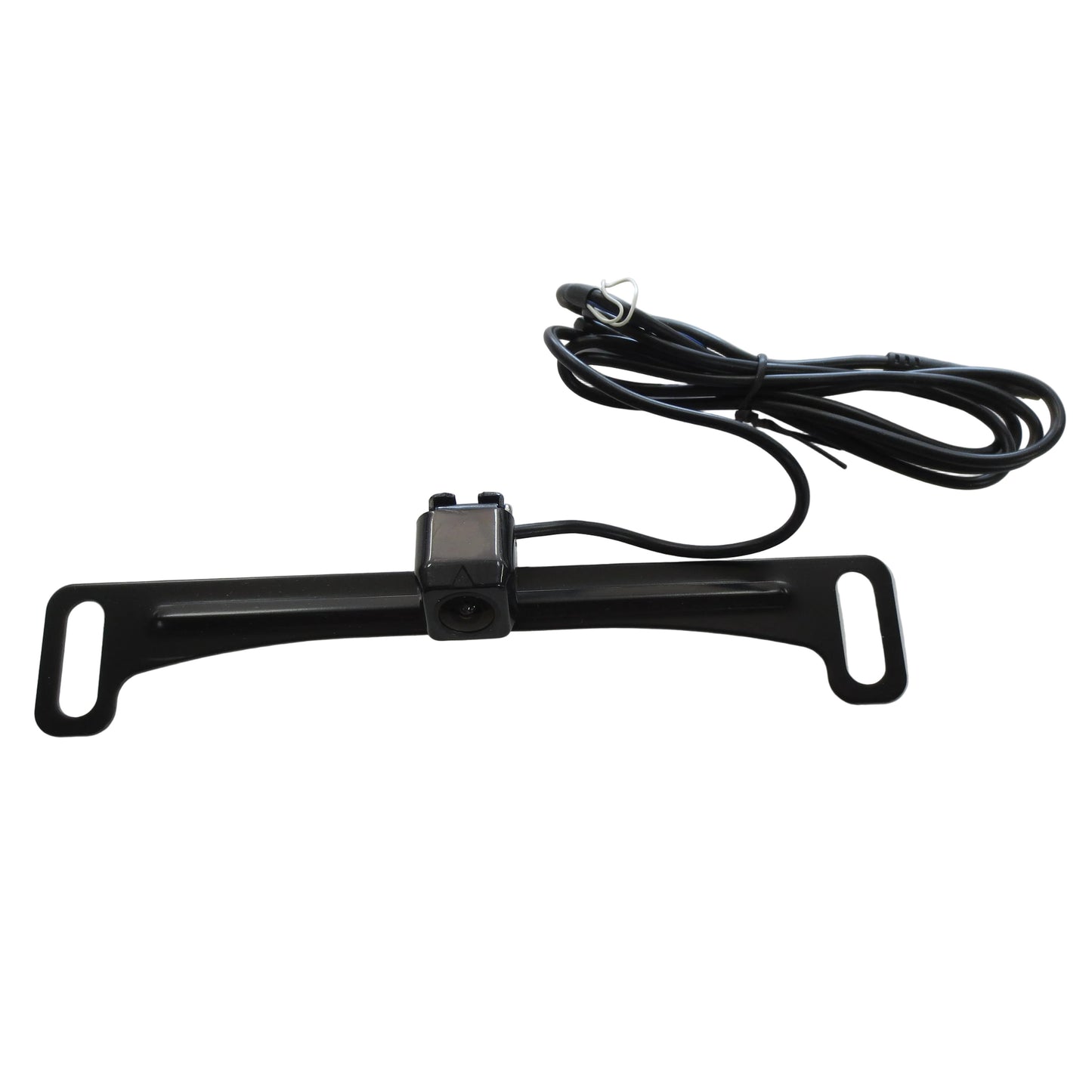 Camera mounted on metal bracket with cord