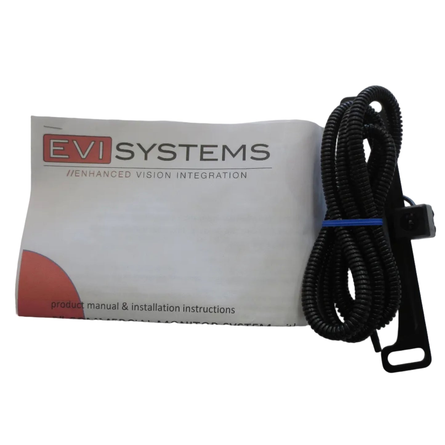 EVI Systems product manual and installation instructions with a coiled cable on a white background