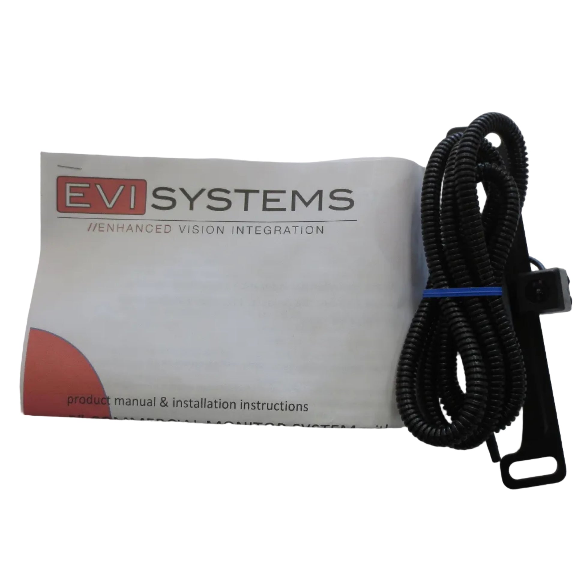 EVI Systems product manual and installation instructions with a coiled cable on a white background
