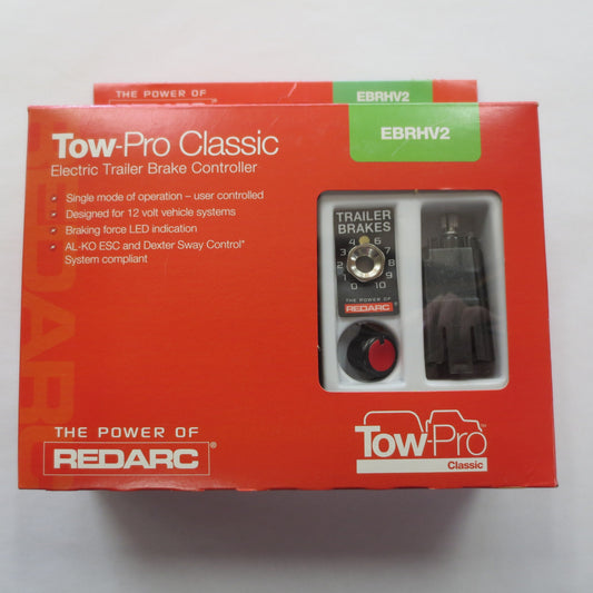 Redarc Tow-Pro Classic electric trailer brake controller packaging on a white background