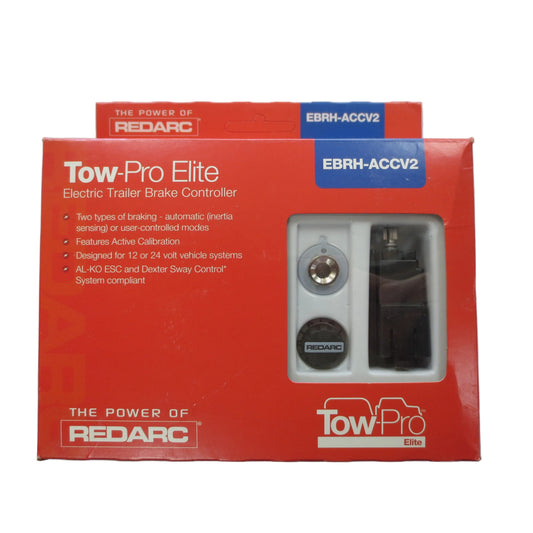 Redarc Tow-Pro Elite electric trailer brake controller packaging on a white background