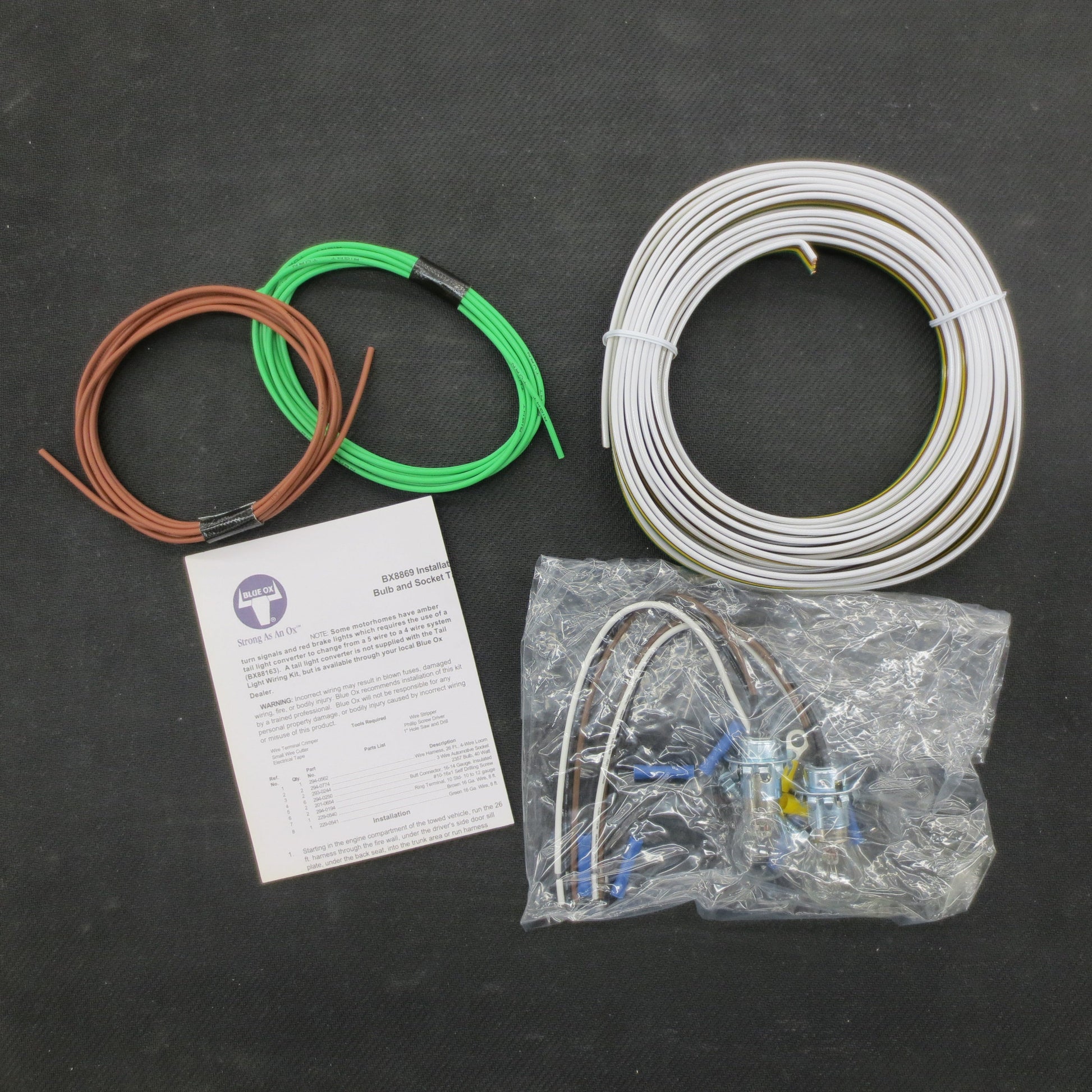 Set of wires and cables along with instructions and bulbs.