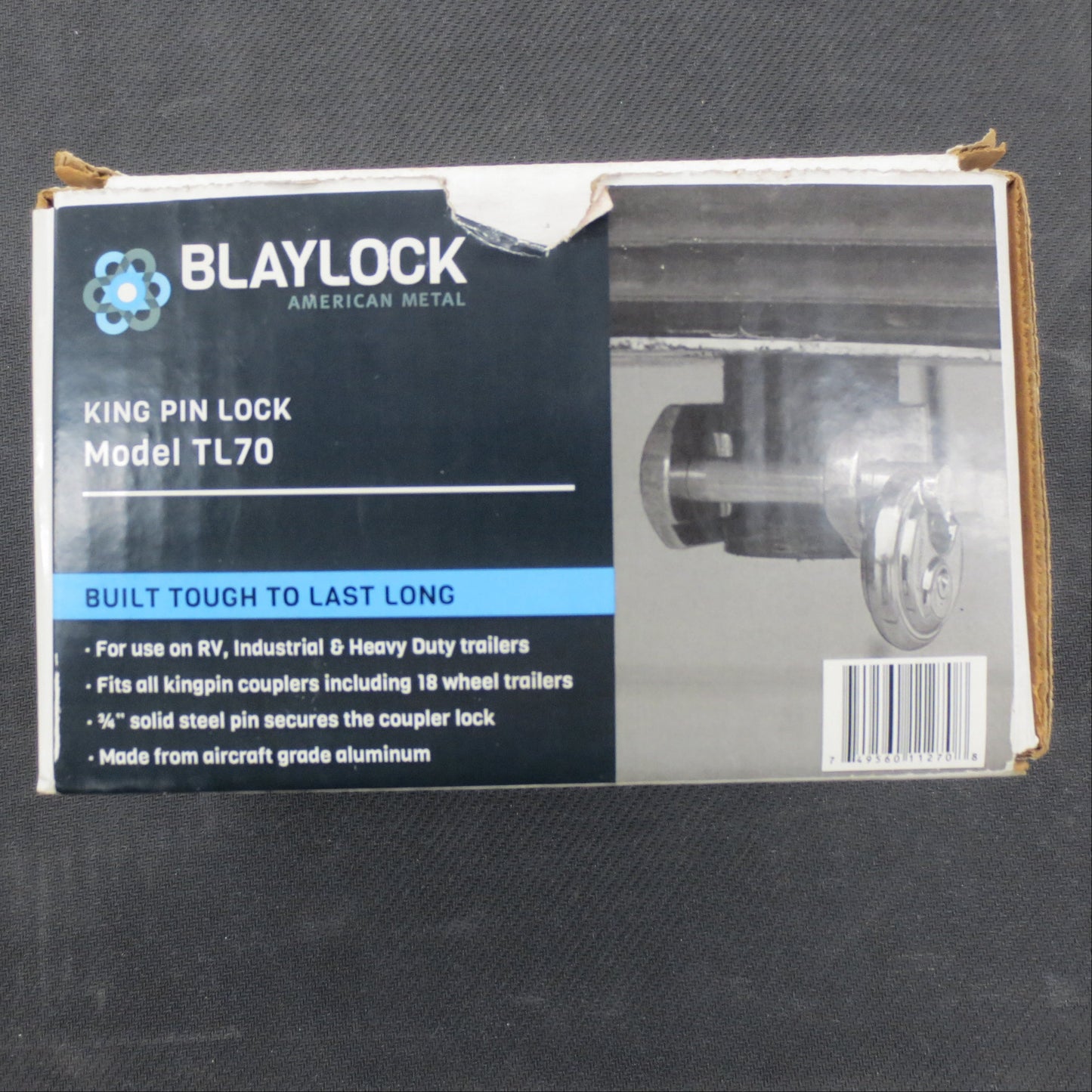 Blaylock King Pin Lock packaging on a dark background