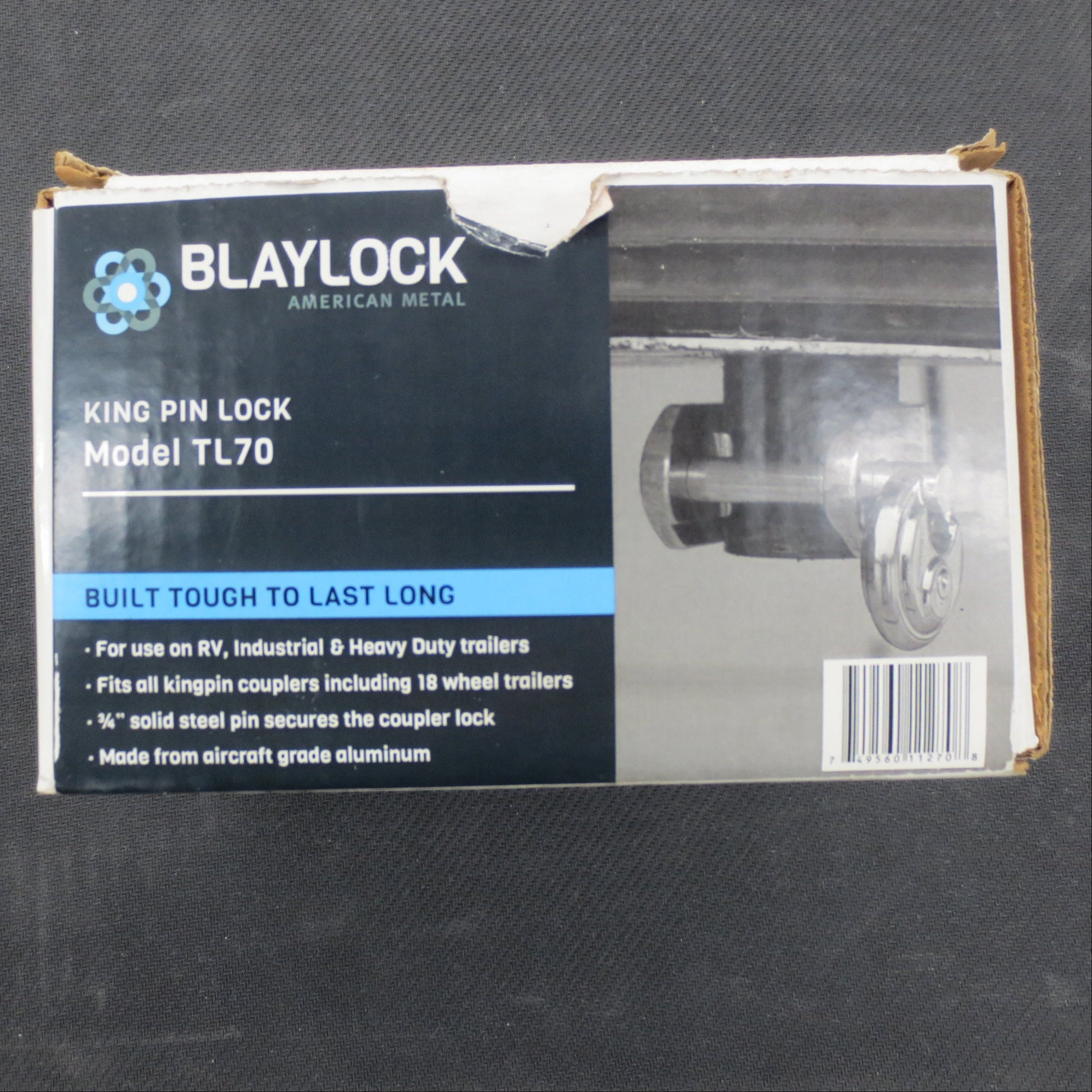 Blaylock King Pin Lock packaging on a dark background