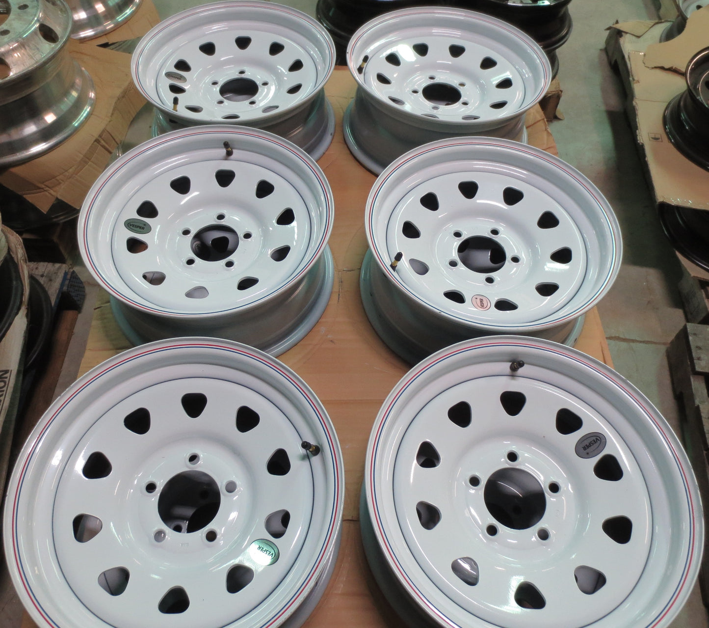 New Trailer Steel WHITE Small Spoke 15" x 6 Wheel 5 LUG Rim 5 on 4.5" Bolt Pattern